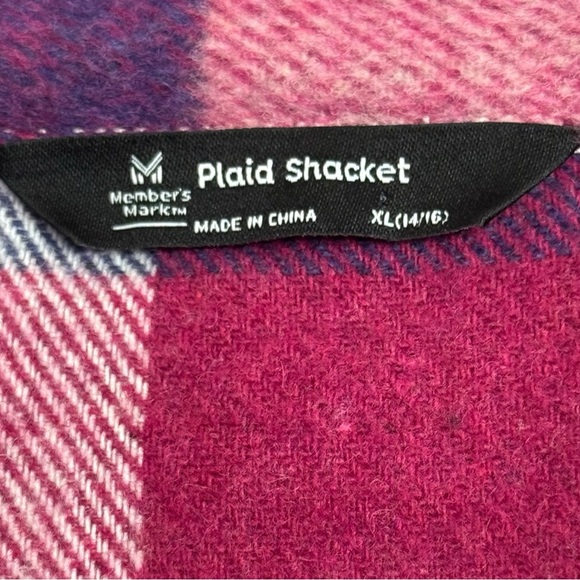 Member's Mark Girl's XL (14-16) Relaxed Fit Long Sleeve Plaid Shacket Pockets - Picture 5 of 7